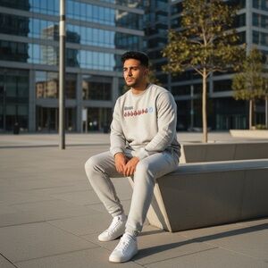 Gray Graphic Sweatshirt and Joggers Set